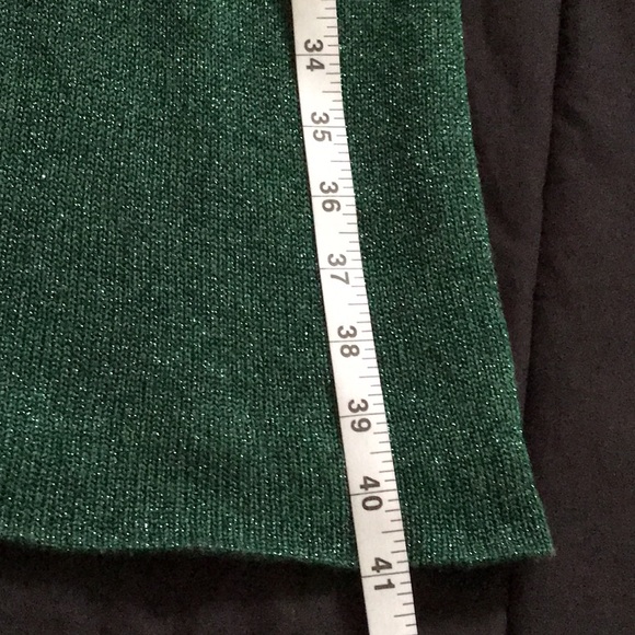 Vintage Wenjilli Metallic Knit Long Sleeve Maxi Dress Turtle Neck; Mesh V @ Neck - Picture 15 of 16